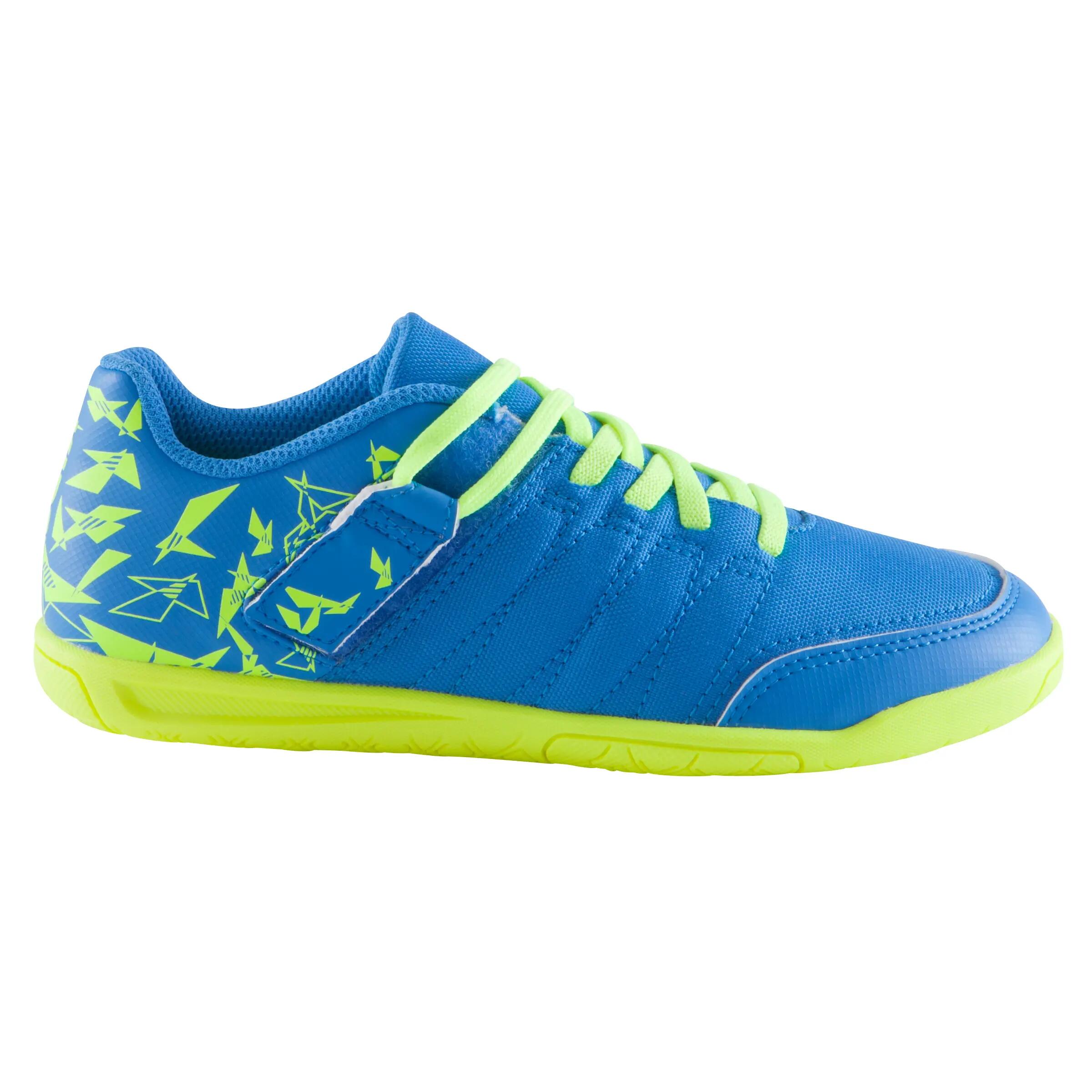 CLR 500 Sala Kids' Futsal Rip-Tab Strap Trainers - Blue/Yellow 2/17