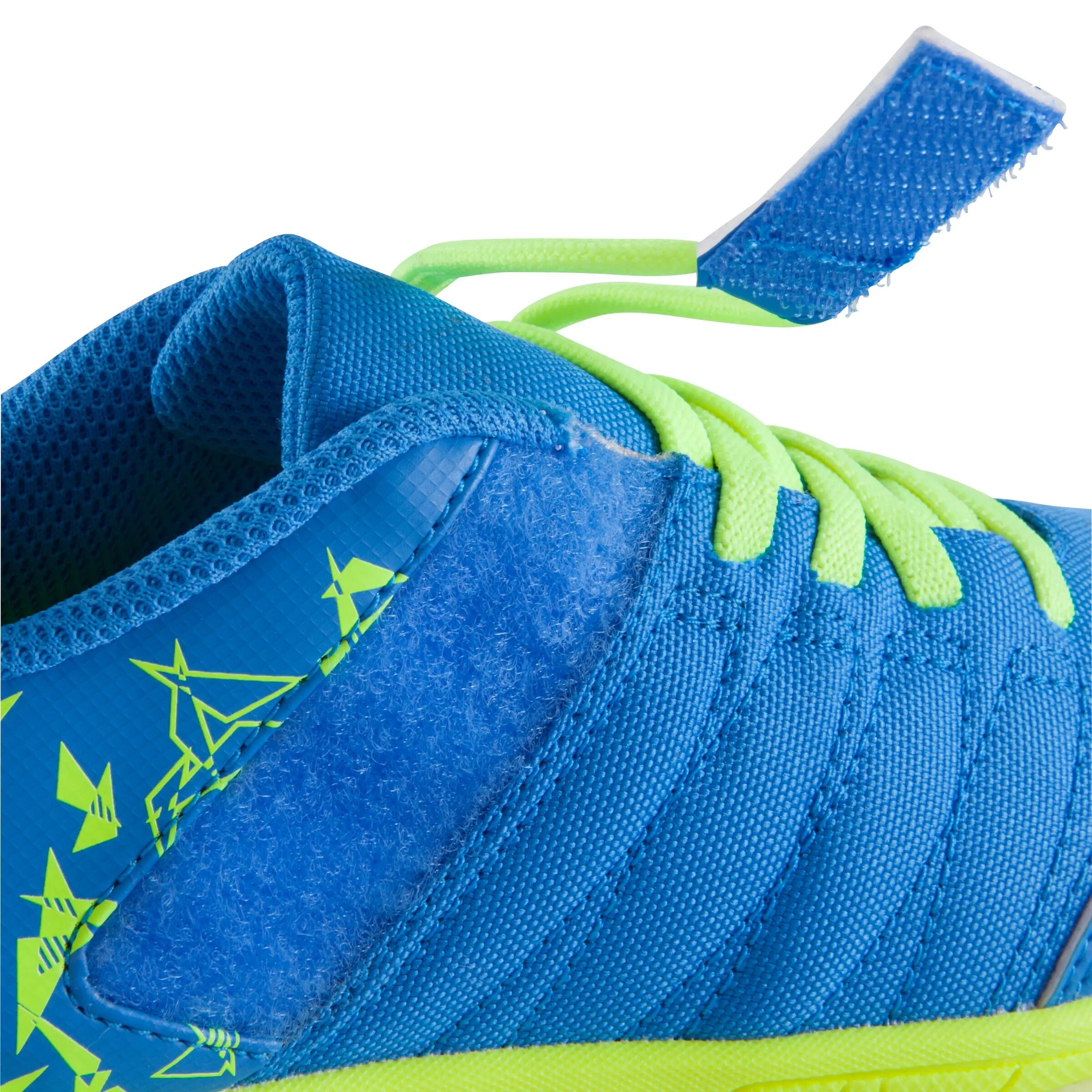 CLR 500 Sala Kids' Futsal Rip-Tab Strap Trainers - Blue/Yellow 14/17