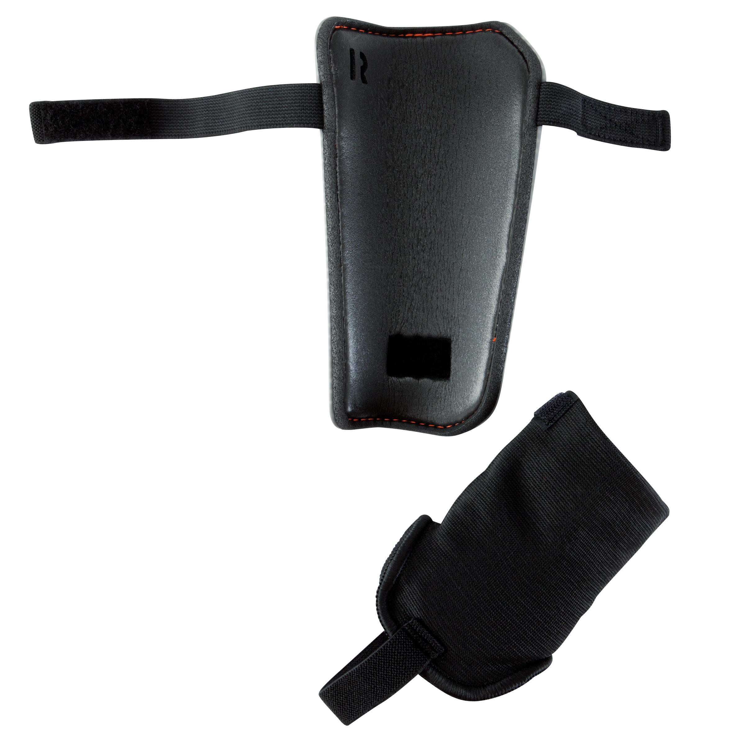 F140 Adult Football Shin Pad (Detachable Ankle Pad) - Grey/Orange 7/15