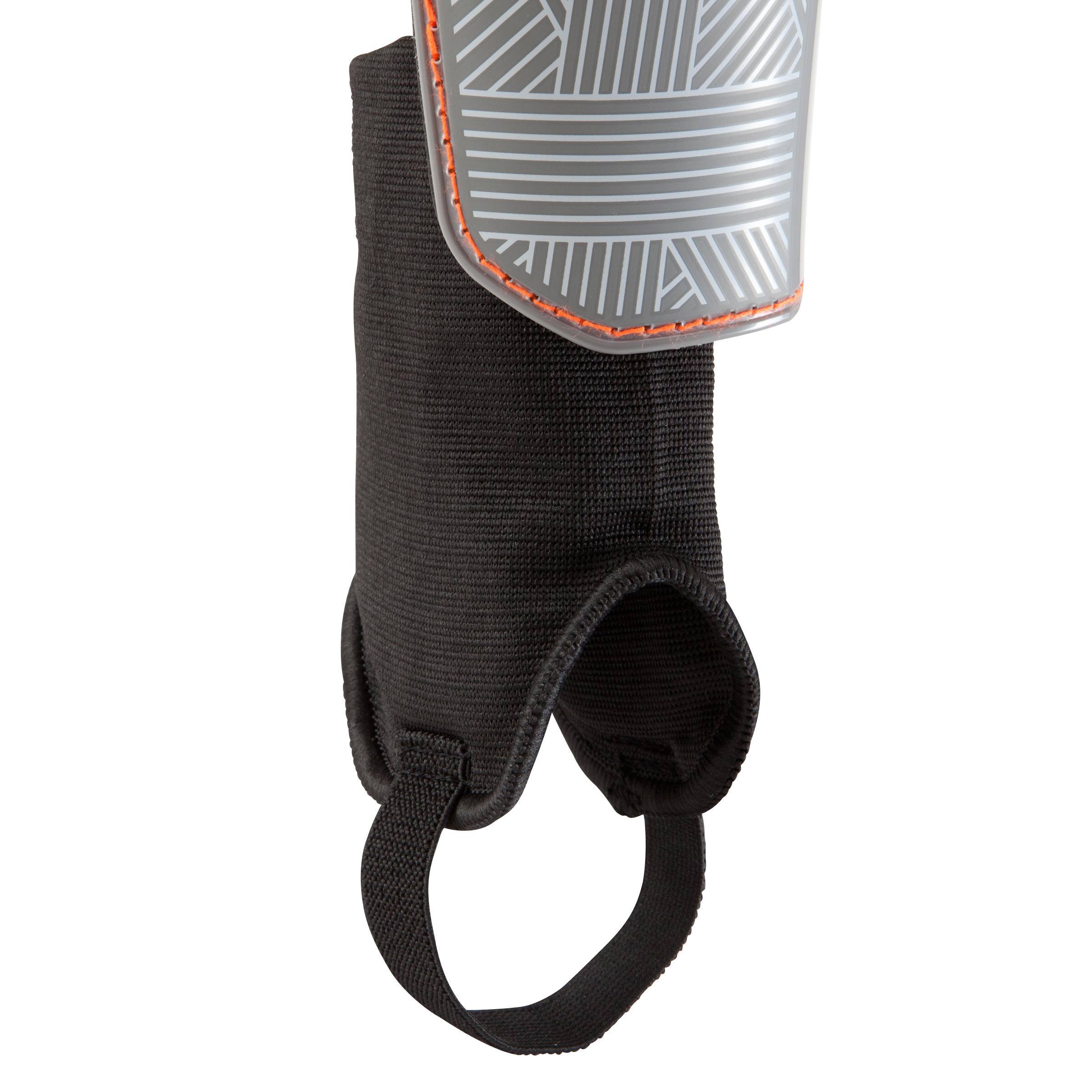 F140 Adult Football Shin Pad (Detachable Ankle Pad) - Grey/Orange 10/15