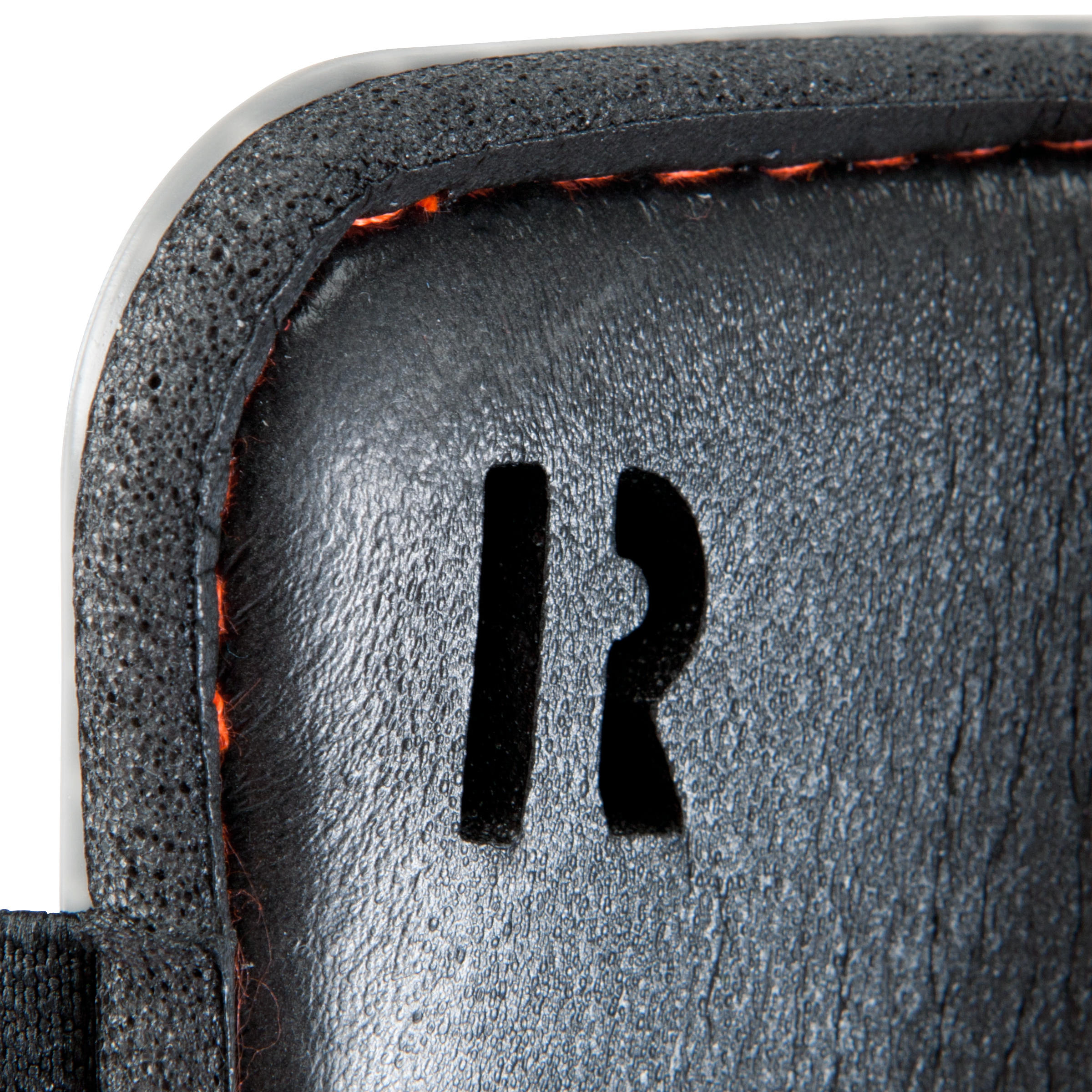 F140 Adult Football Shin Pad (Detachable Ankle Pad) - Grey/Orange 9/15