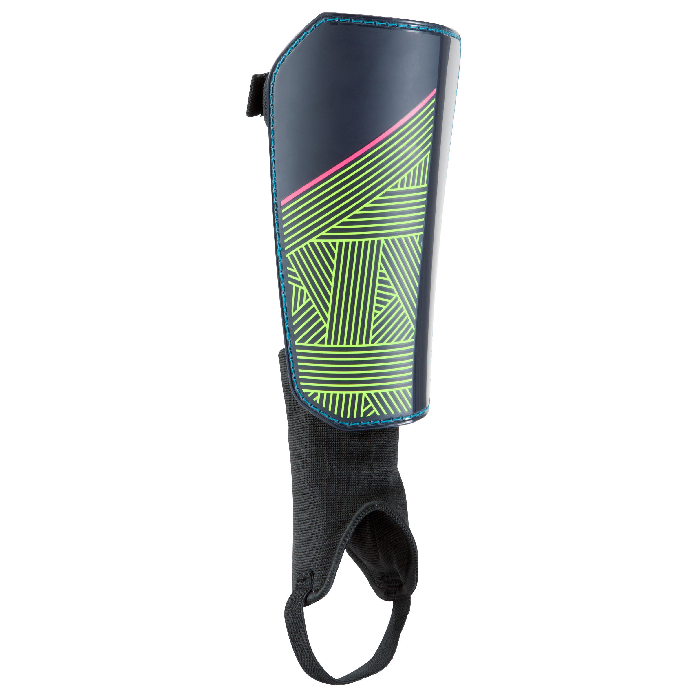 

F140 Kids' Football Shin Pad (Detachable Ankle Pad) - Blue/Yellow/Pink, Blue/pink/yellow