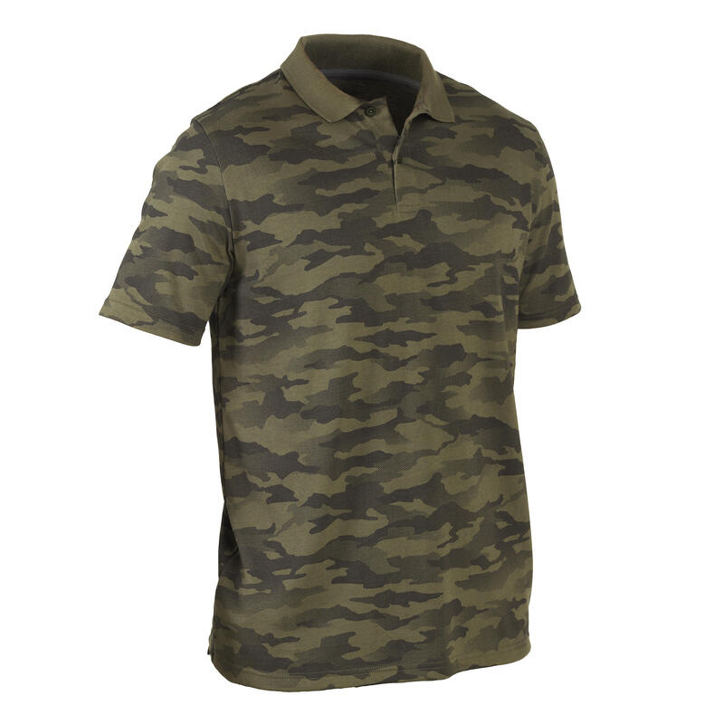 100 short-sleeved polo hunting shirt camouflage khaki