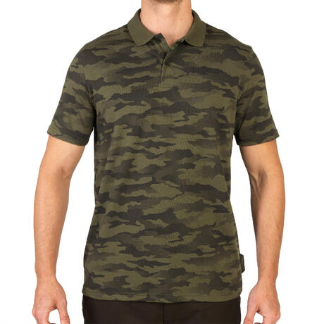 Polo manches courtes chasse 100 camouflage kaki | Solognac