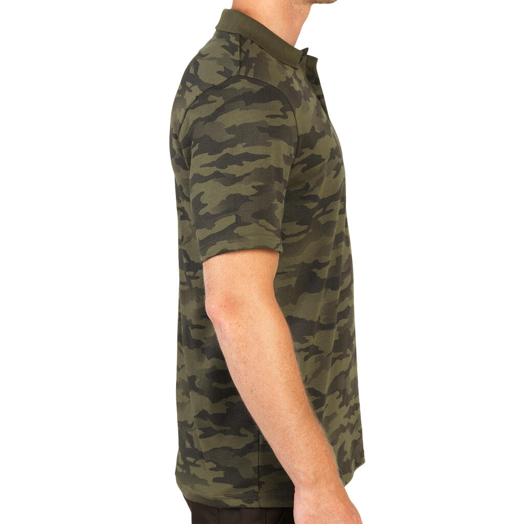 100 short-sleeved polo hunting shirt camouflage khaki