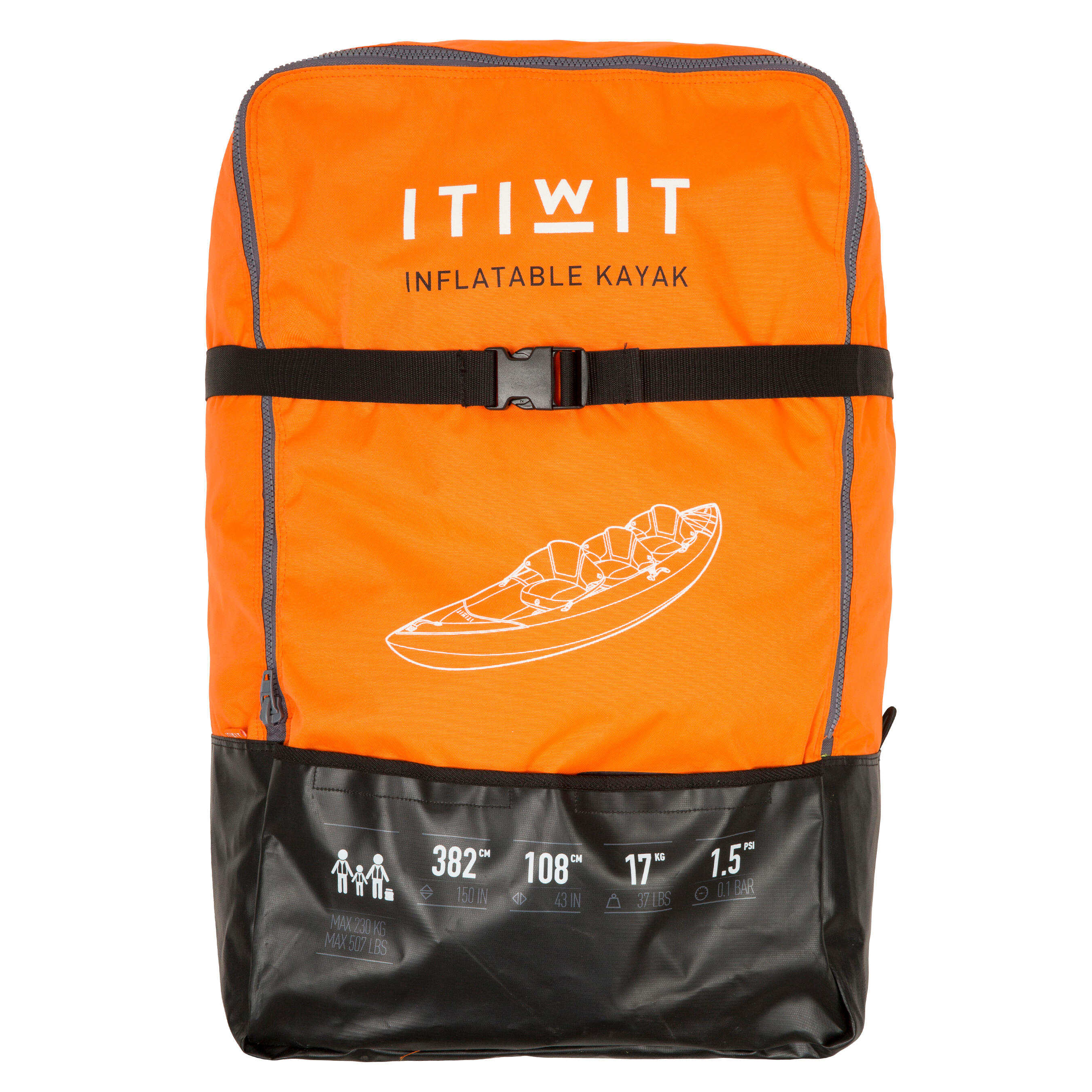 3-Seater Inflatable Kayak - KTI 100 Orange - ITIWIT