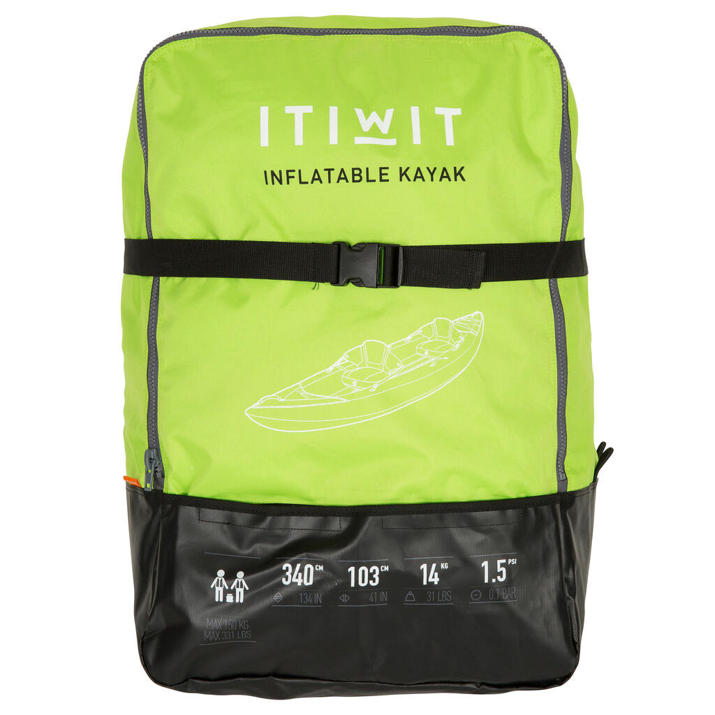 Canoa Kayak Inflable Travesía Verde 1/2 Plazas