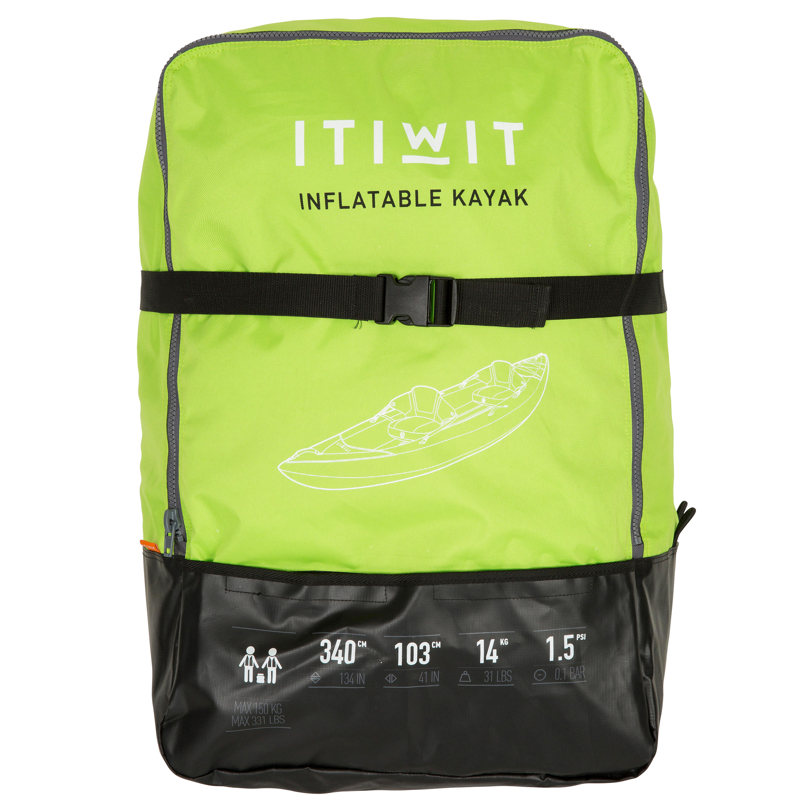 Kayak gonflable 2 personnes - KTI 100 vert - ITIWIT