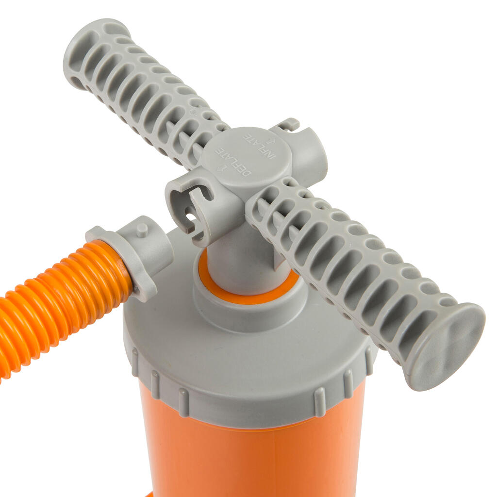 Ručná nízkotlaková dvojčinná pumpa na kajak 1 – 3 PSI, 2 × 1,4 l oranžová