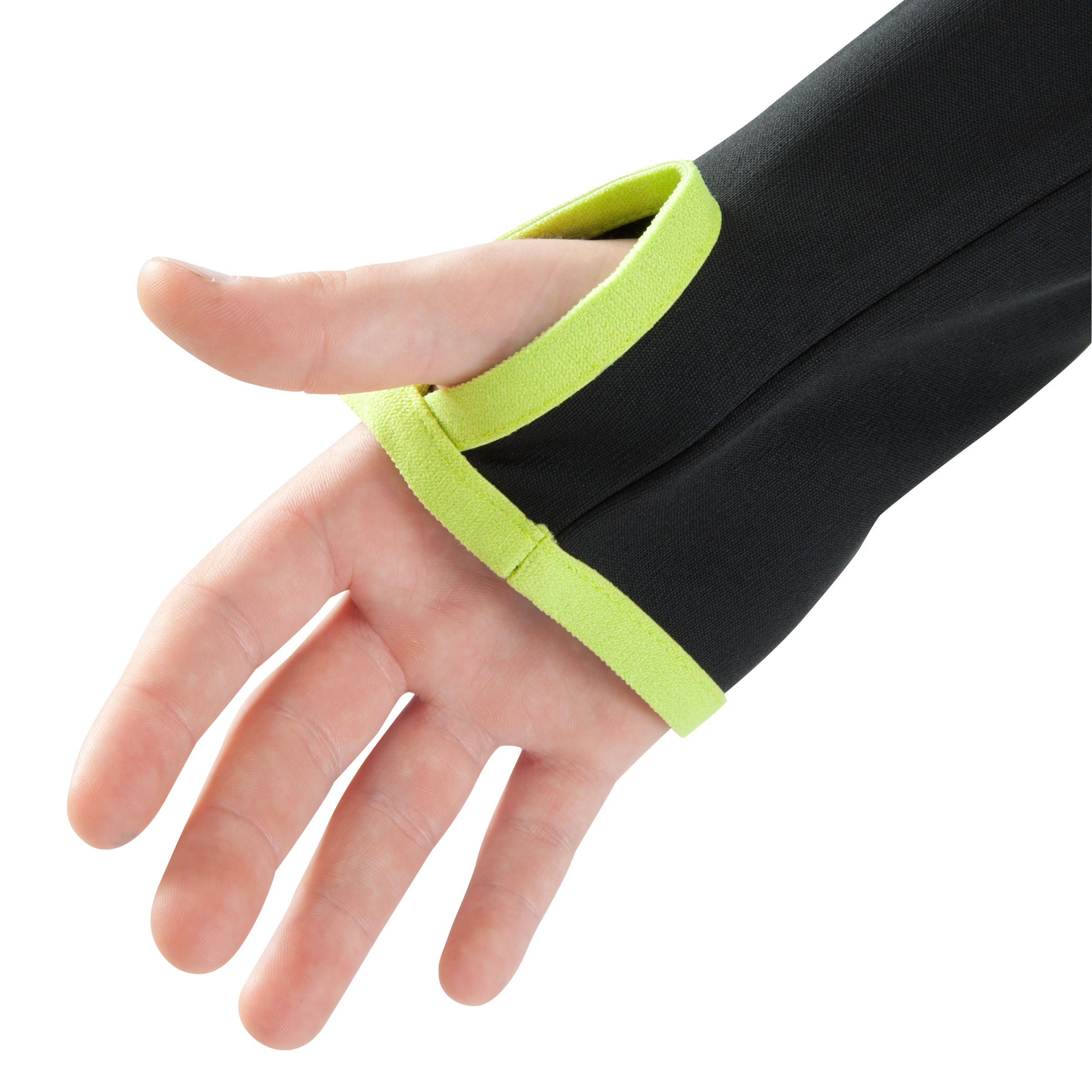 T500 Kids' Half-Zip Football Training Sweatshirt - Black/Neon Yellow 10/14