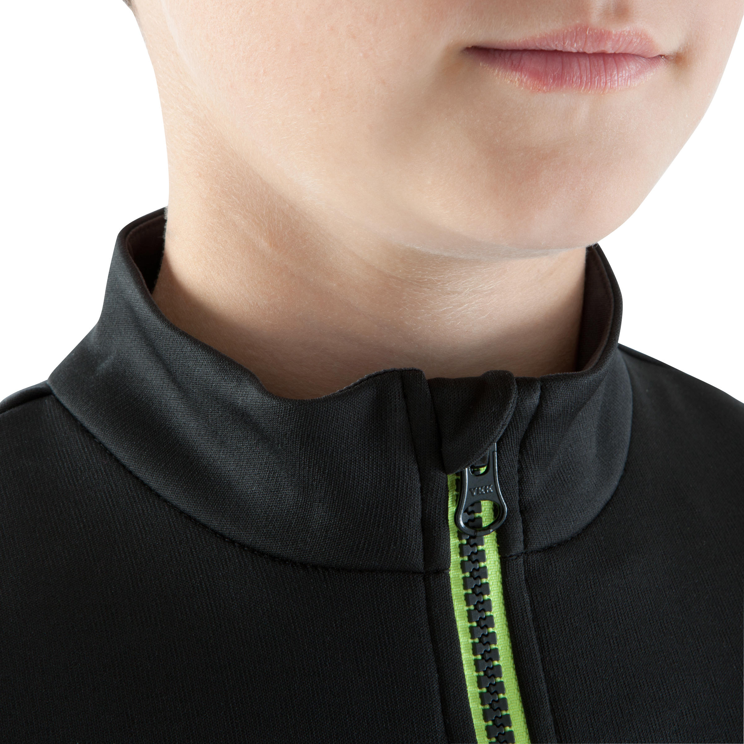 T500 Kids' Half-Zip Football Training Sweatshirt - Black/Neon Yellow 6/14