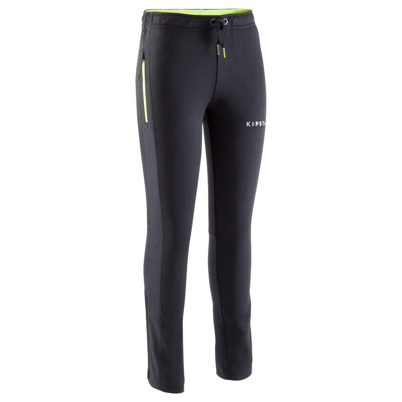 JR COLD WEATHER OUTFIT Football - T500 kids training bottoms - black green KIPSTA - Football Clothing