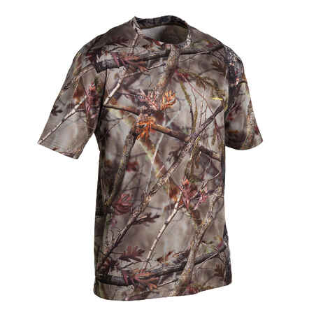 Hunting Breathable Short Sleeve T-Shirt 100 - Forest Camo