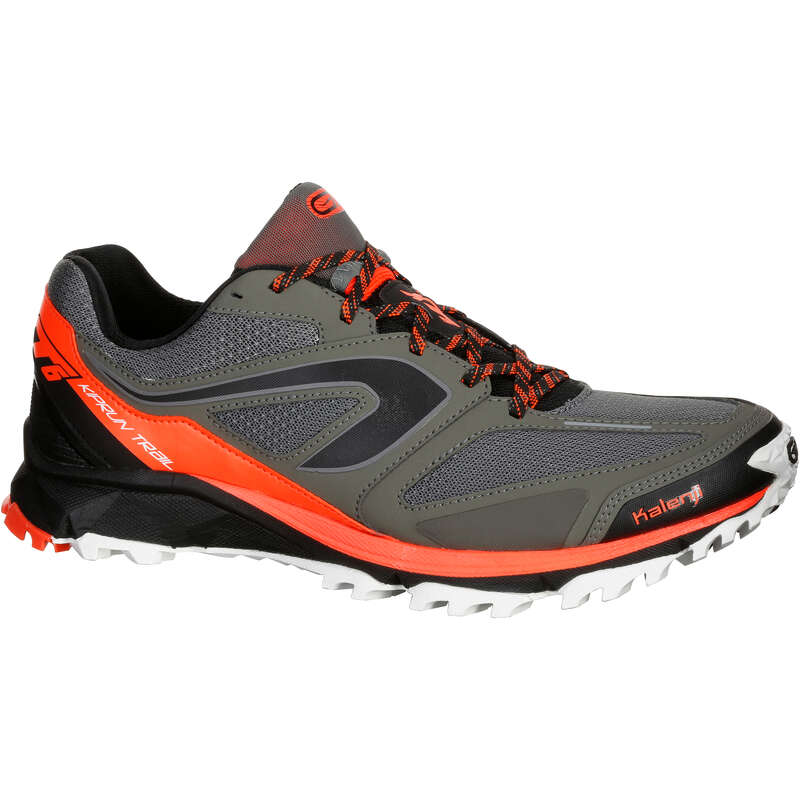 KALENJI Kiprun Trail XT6 Men's Trail Running Shoes - Grey/Kaki...