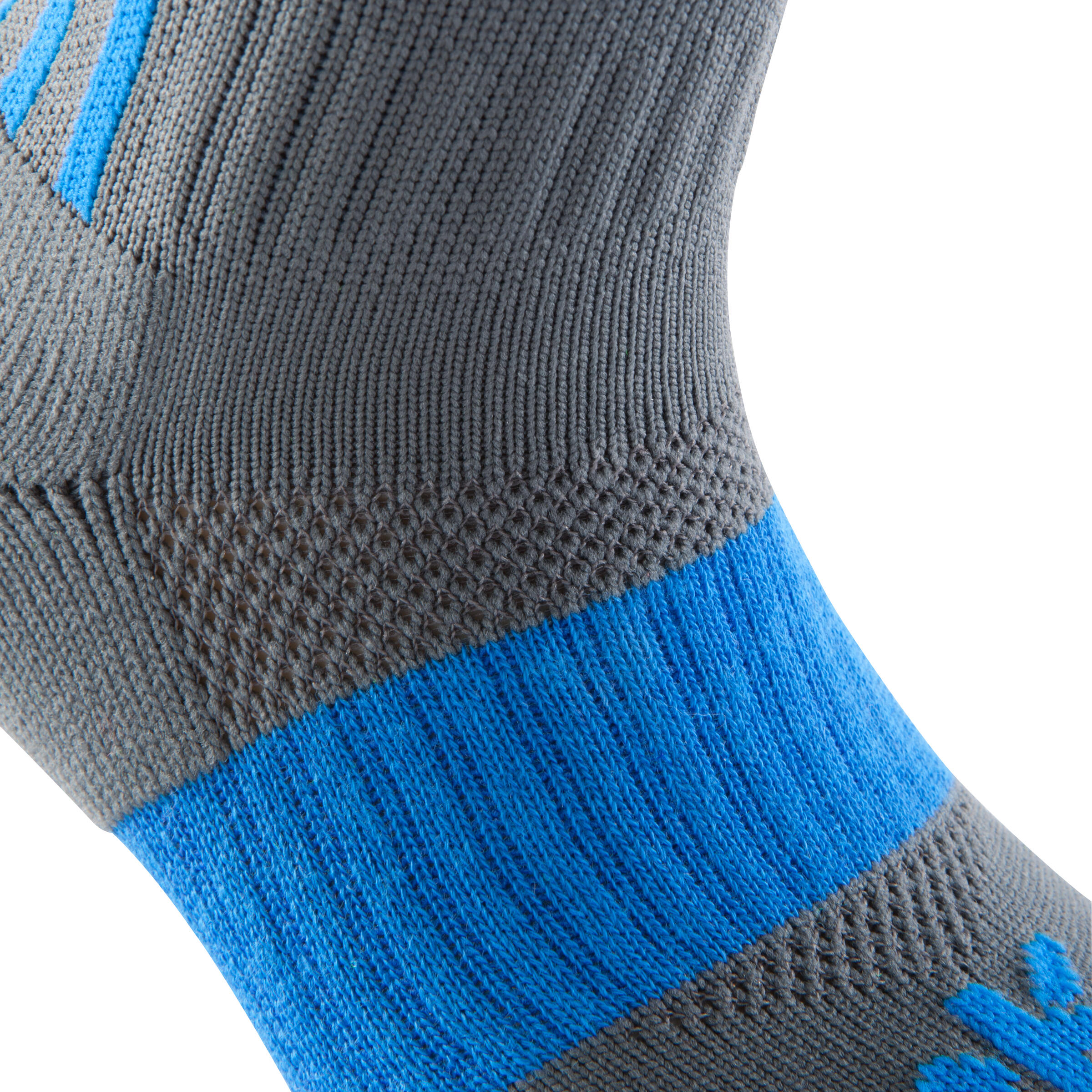 F500 Children's Knee-High Football Socks - Grey/Blue 6/10