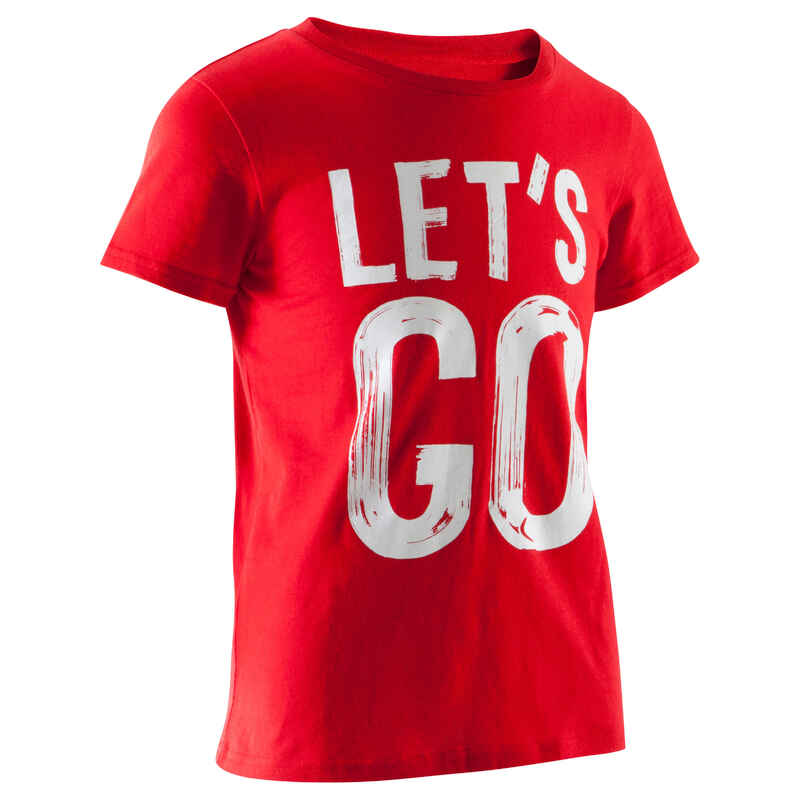 Boys' Short-Sleeved Gym T-Shirt - Red Print