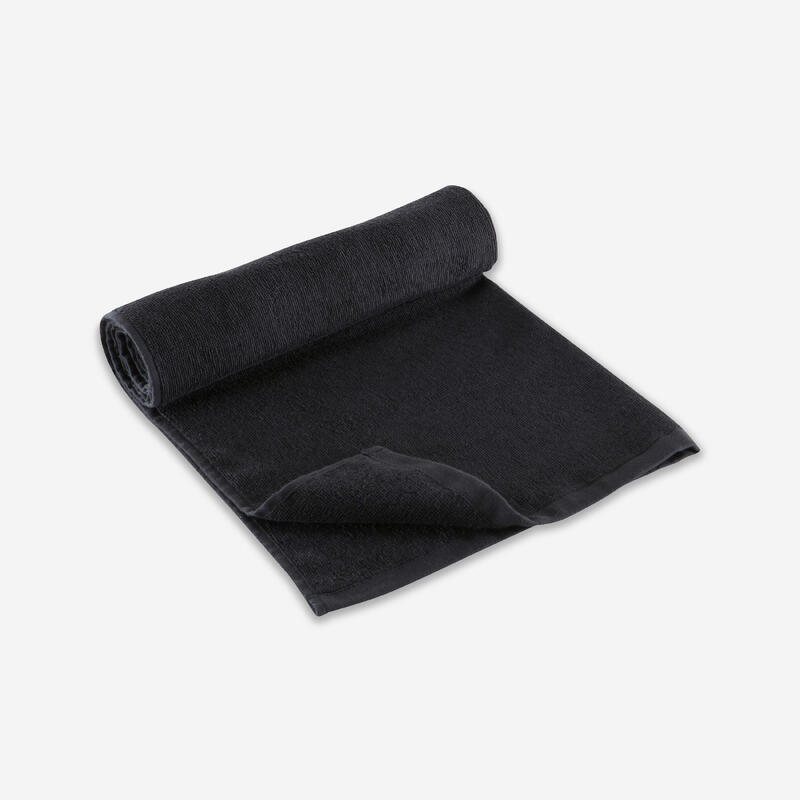 Kleine katoenen handdoek fitness zwart