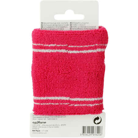 RUNNING SPONGE WRIST BAND WITH POCKET PINK