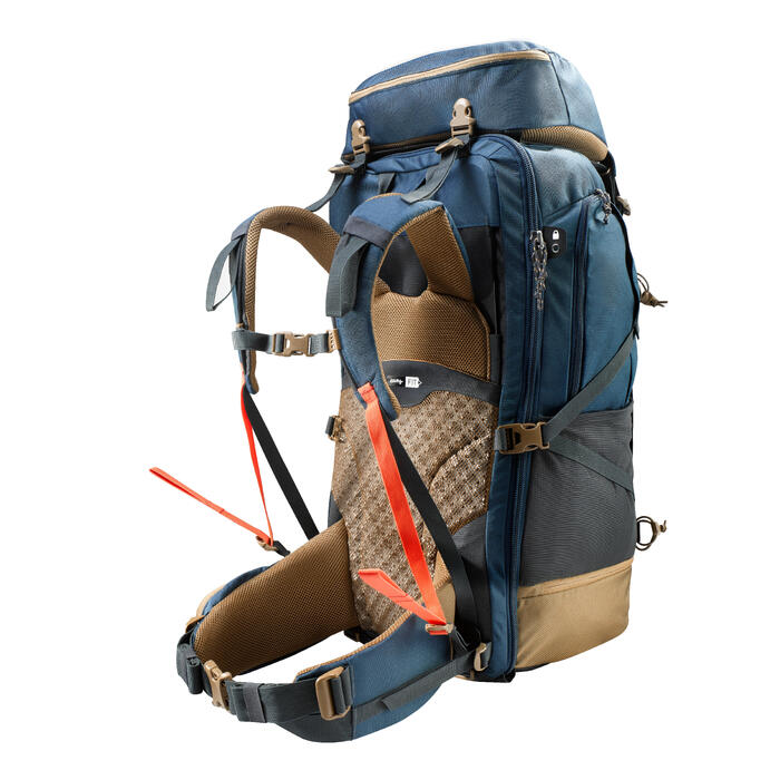 Backpacking Rucksack Travel 500 70 Liter abschließbar Herren blau Forclaz DECATHLON