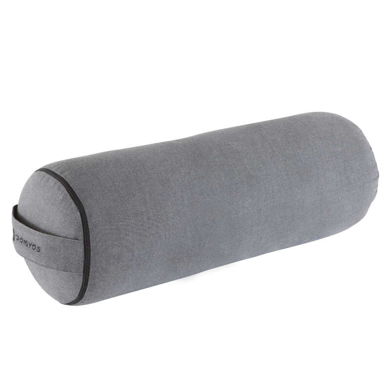DOMYOS Cotton Yoga Bolster/Cushion Mottled Grey Decathlon