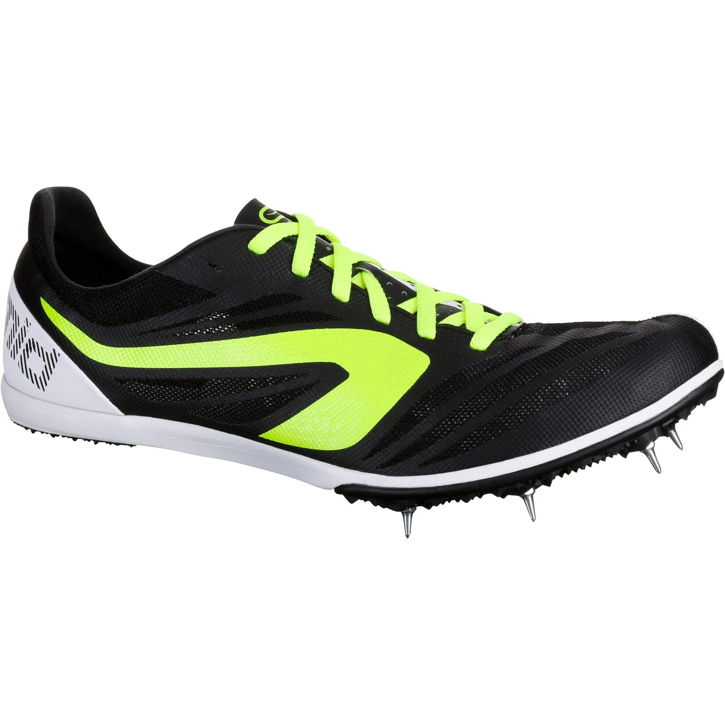 KIPRUN MIDDLE-DISTANCE RUNNING TRAINERS WITH SPIKES BLACK YELLOW WHITE