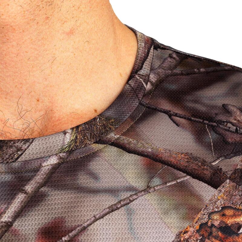 Camiseta Manga Larga Hombre Caza Solognac 100 Camuflaje Bosque Transpirable