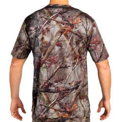 100 Breathable Short Sleeve Hunting T-shirt - Woodland Camo