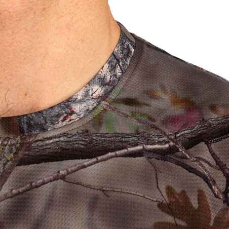 100 Breathable Short Sleeve Hunting T-shirt - Woodland Camo