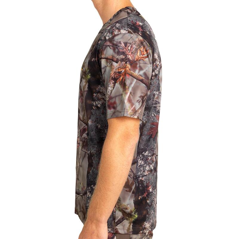 T-SHIRT CHASSE MANCHES COURTES 100 RESPIRANT CAMOUFLAGE FORET