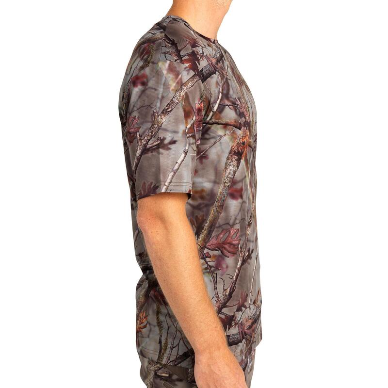 T-SHIRT CHASSE MANCHES COURTES 100 RESPIRANT CAMOUFLAGE FORET