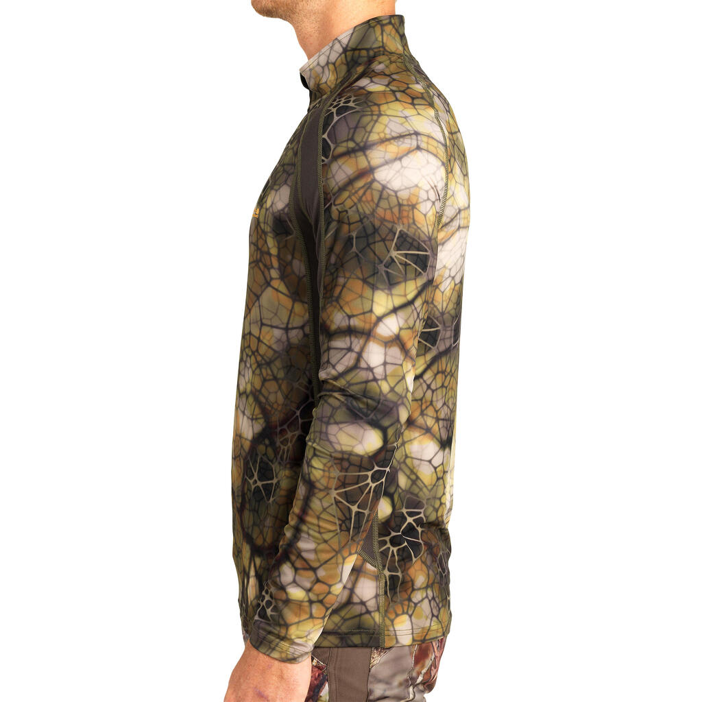 Priedušné poľovnícke tričko 500 Furtiv s dlhým rukávom nehlučné s maskovaním