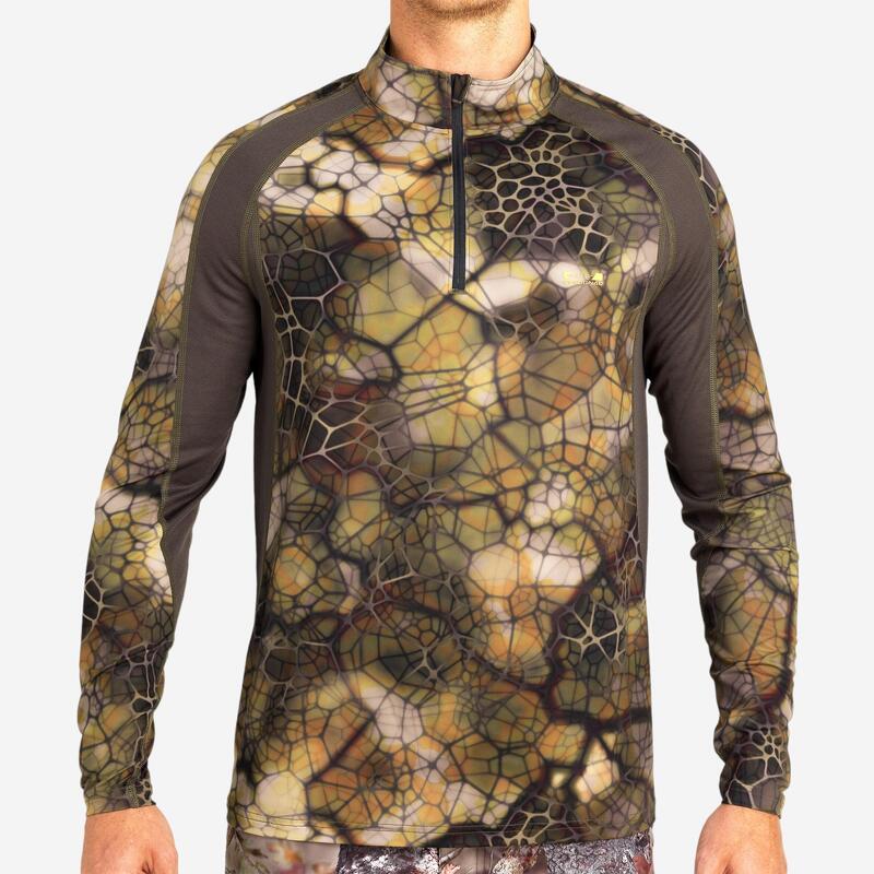 Camiseta Manga Corta Hombre Caza Solognac 500 Transpirable Camuflaje Sigilo