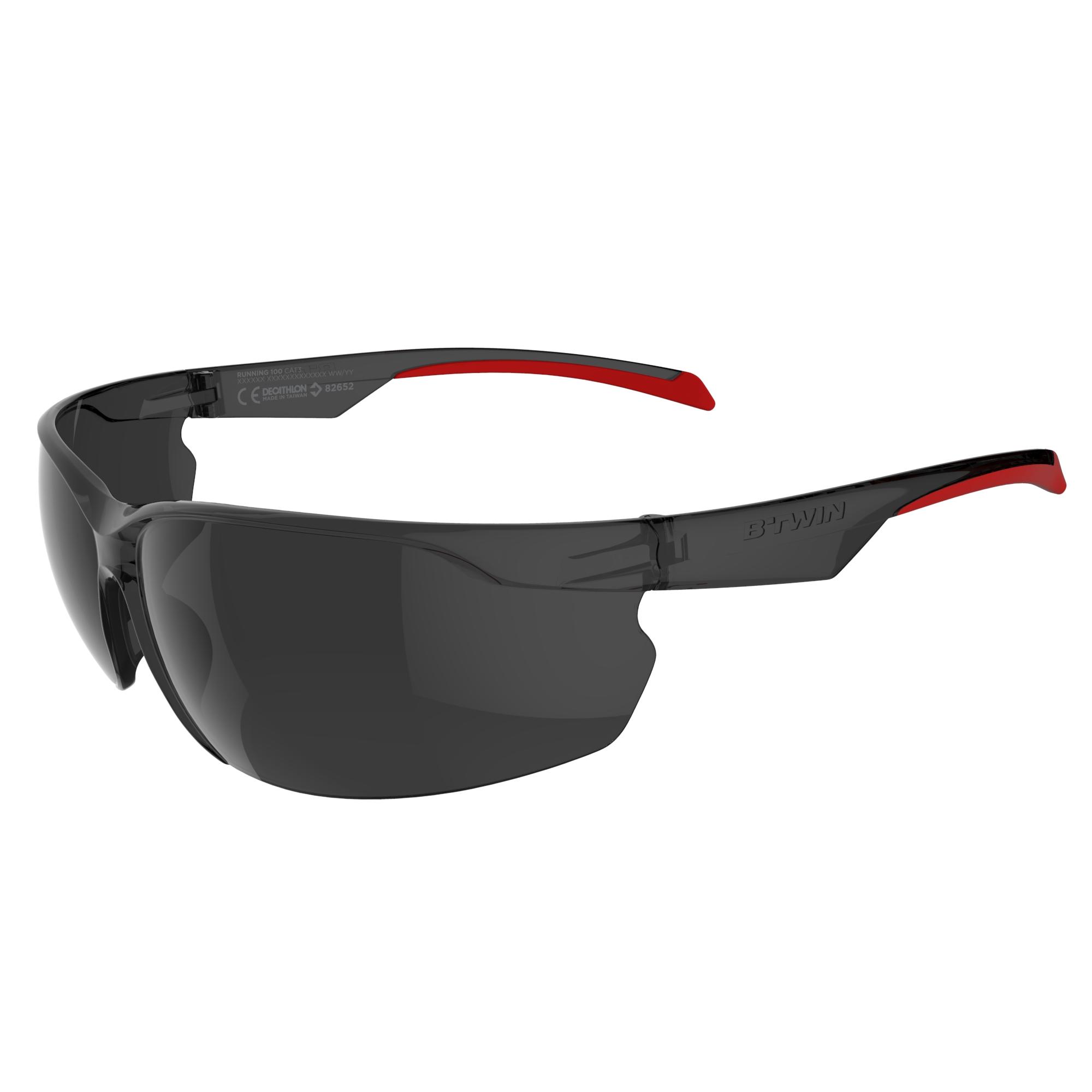 ROCKRIDER ST 100 Category 3 Adult Mountain Biking Sunglasses - Grey and Red