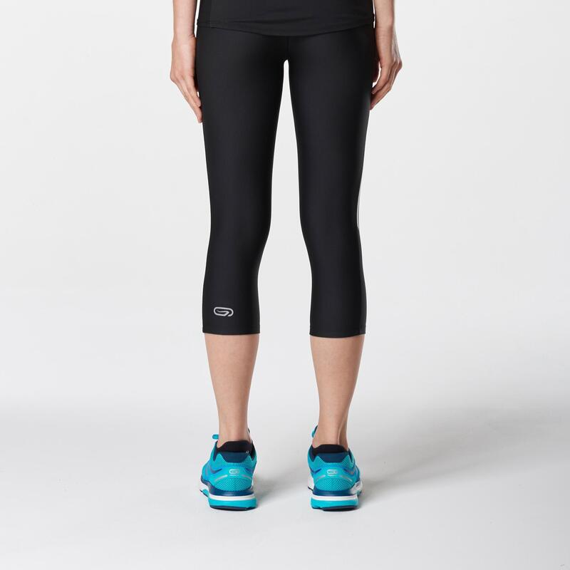 Mallas Piratas Leggings Deportivos Running Kalenji Run Dry Mujer Negro