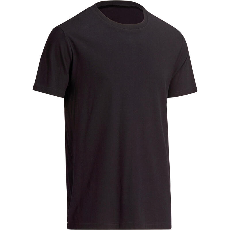 T-shirt Sportee 100 régulier 100 % coton Gym d'étirements noir homme T-shirt Sportee 100 régulier 100 % coton Gym d'étirements noir homme