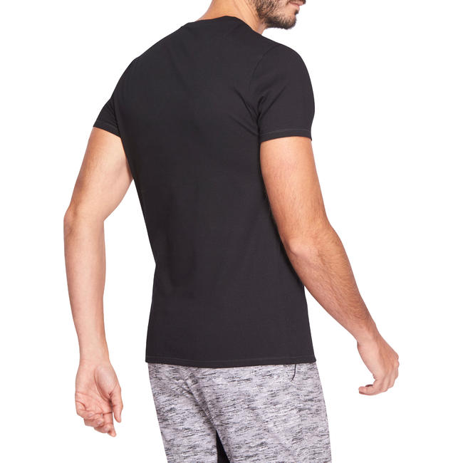 Men's Gym T-Shirt Slim Fit 500 - Black