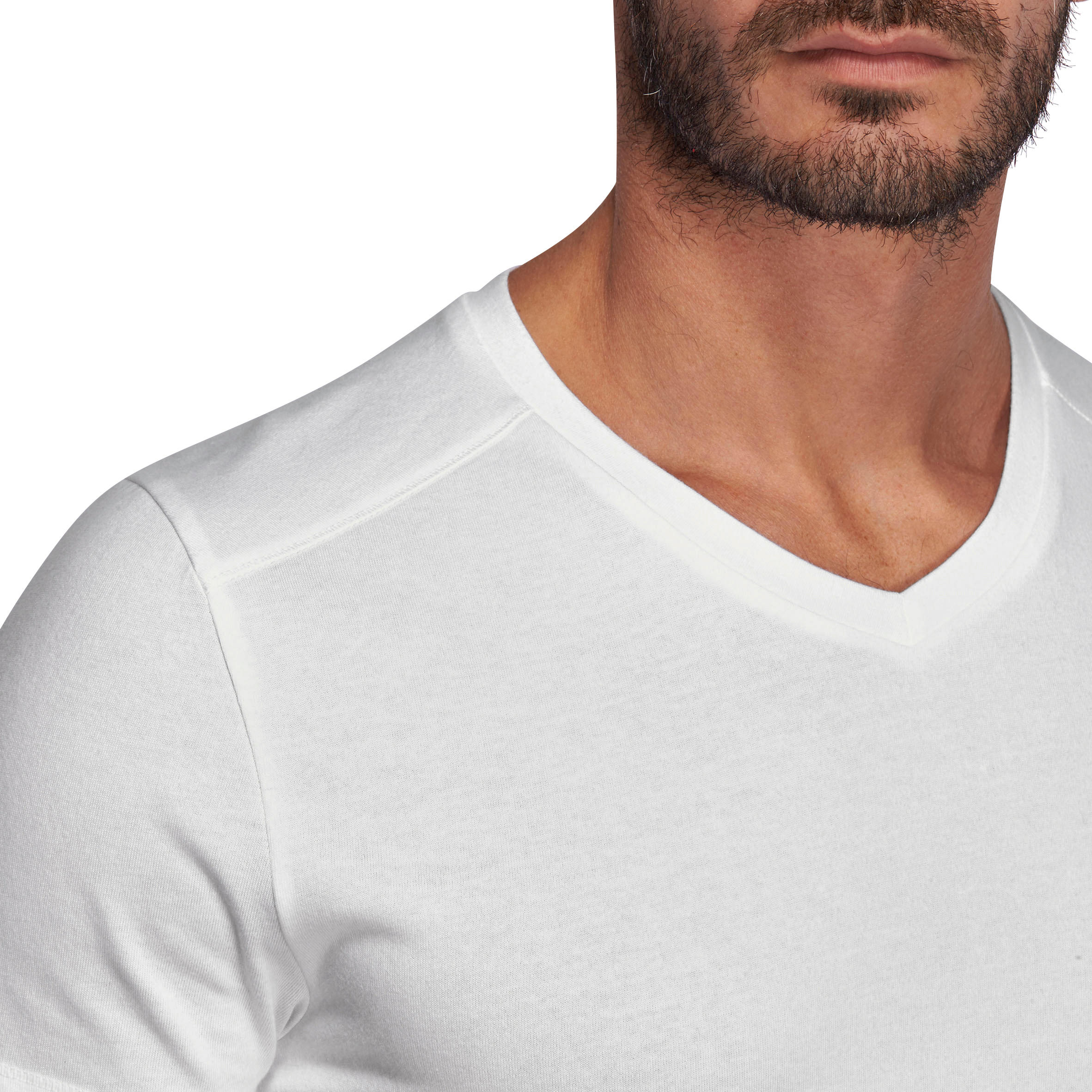 500 Slim-Fit V-Neck Pilates & Gentle Gym T-Shirt - White 7/10