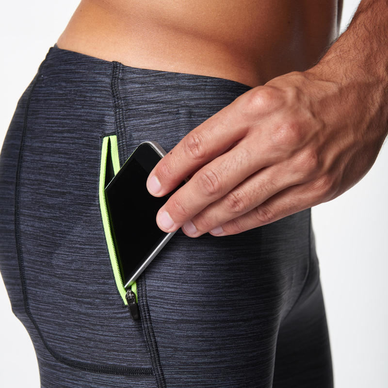 Тайтсы для бега короткие мужские черные DRY PLUS - Decathlon
