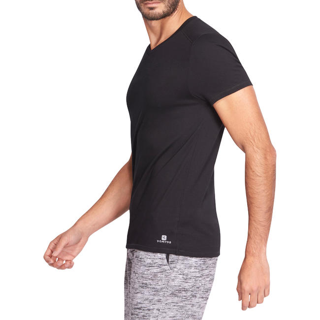 Men's Gym TShirt Slim Fit 500 Black