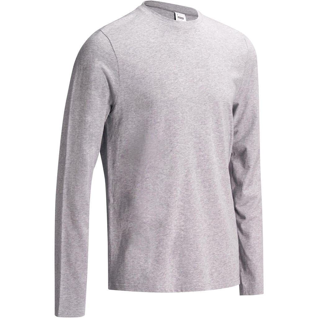 100 Long-Sleeved Gym & Pilates T-Shirt - Grey