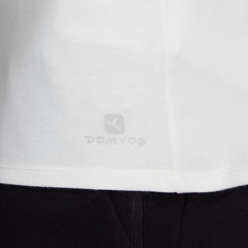 T-shirt homme col V 500 coupe slim blanc