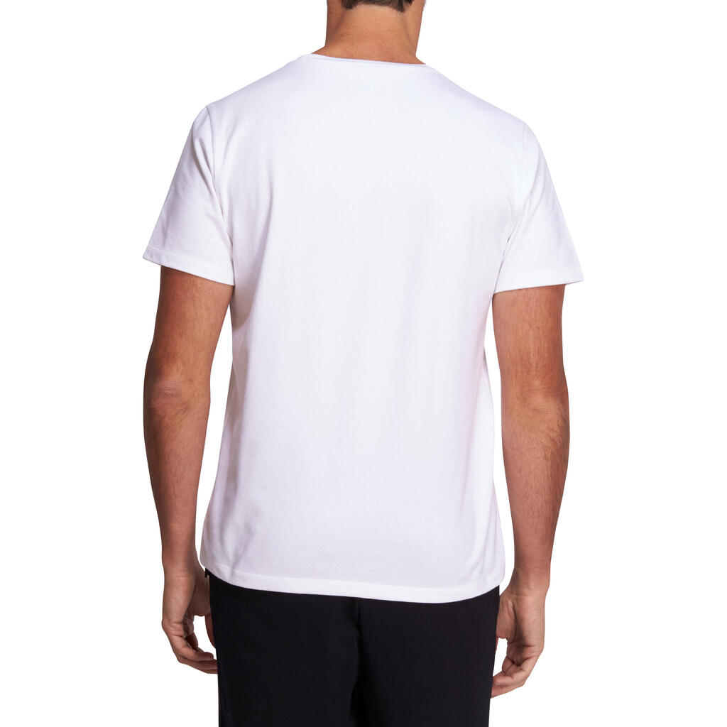 Pánske tričko 500 Regular na cvičenie svetlosivé melírované
