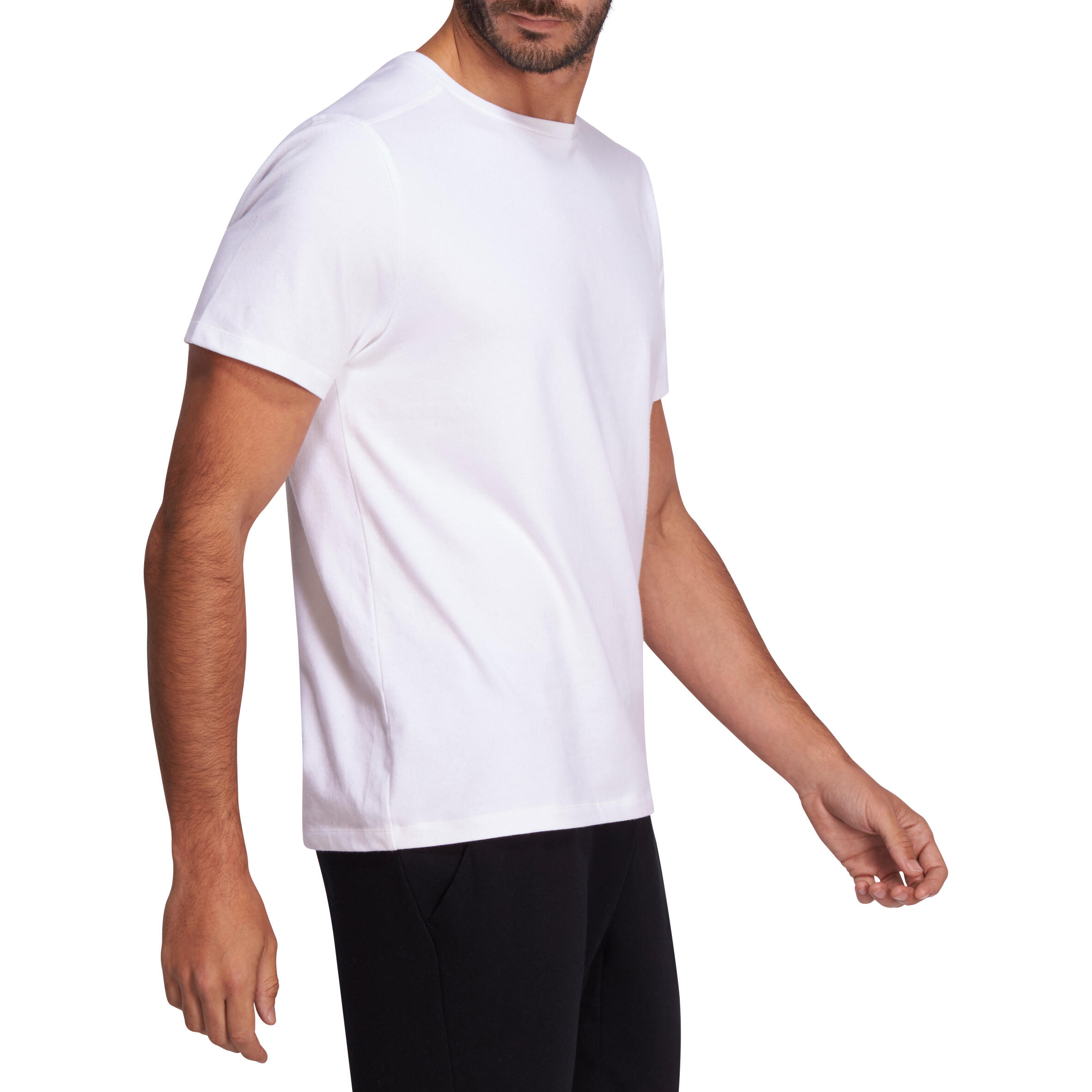 500 Regular-Fit Pilates & Gentle Gym T-Shirt - White 3/8