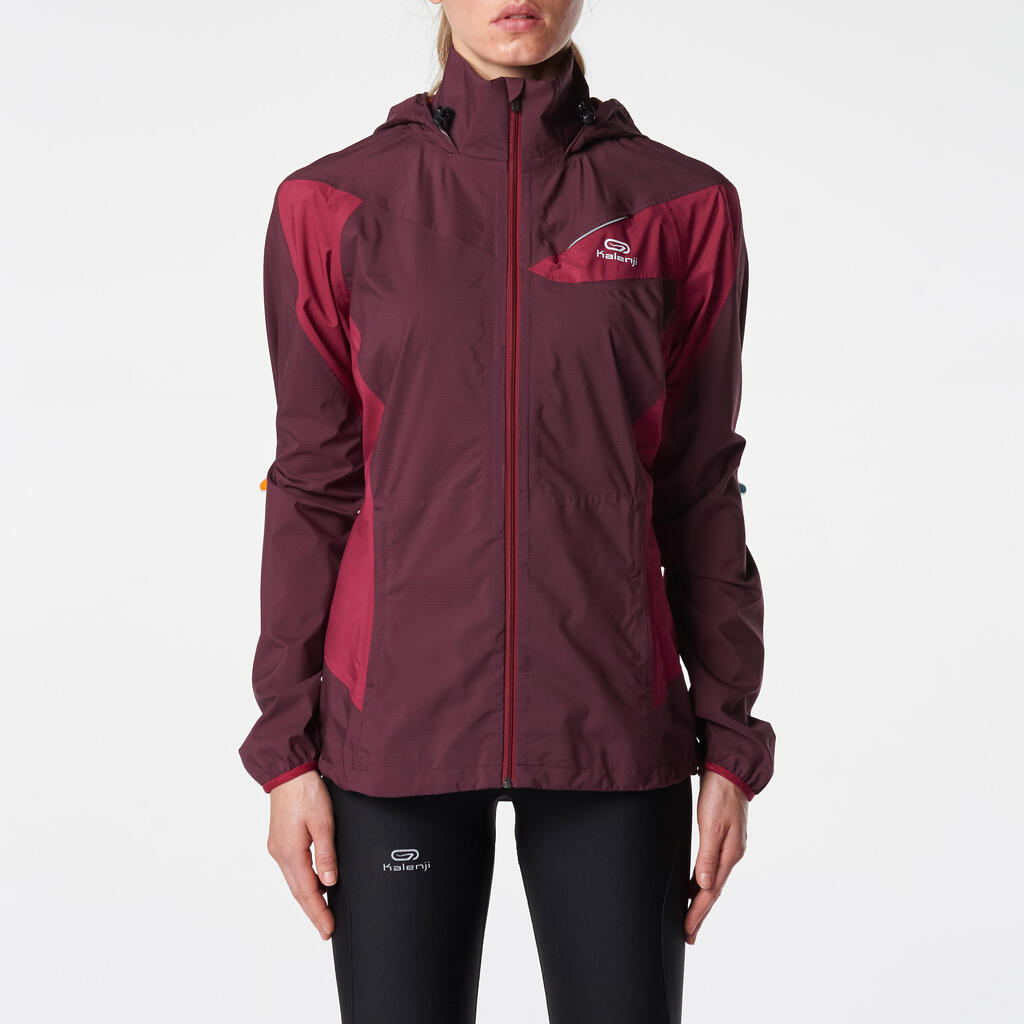 Women's Waterproof Trail Running Jacket - Burgundy