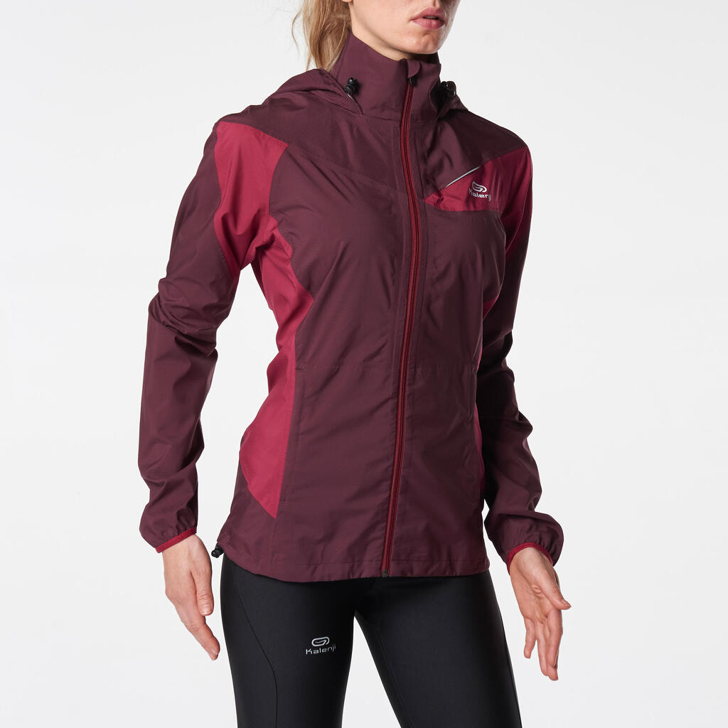 Women's Waterproof Trail Running Jacket - Burgundy