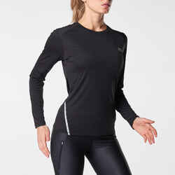 Women's long-sleeved running T-shirt Sun Protect - black
