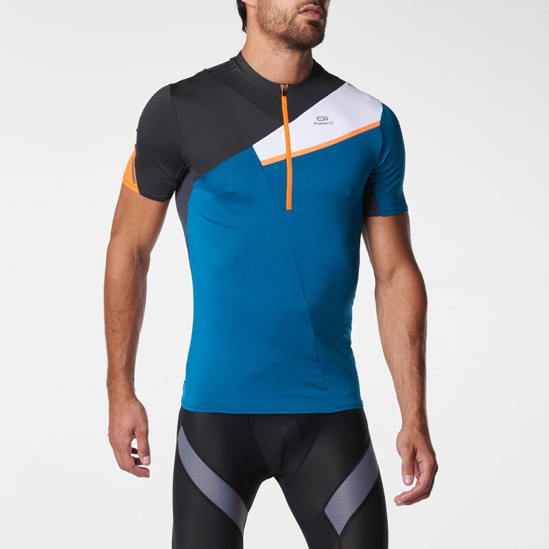 Camiseta de manga corta perf trail running hombre azul negro