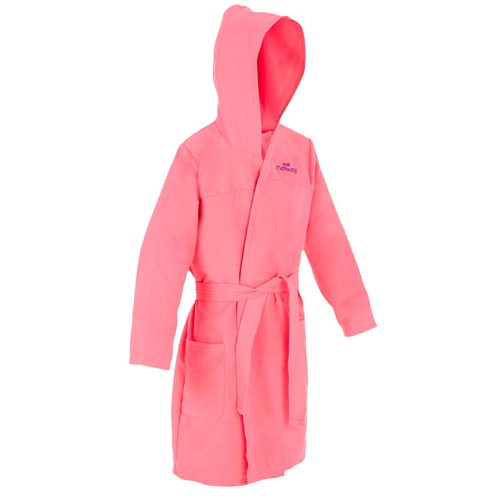 Set Bademantel und Mikrofaser-Badetuch L 80 × 130 cm Kinder rosa