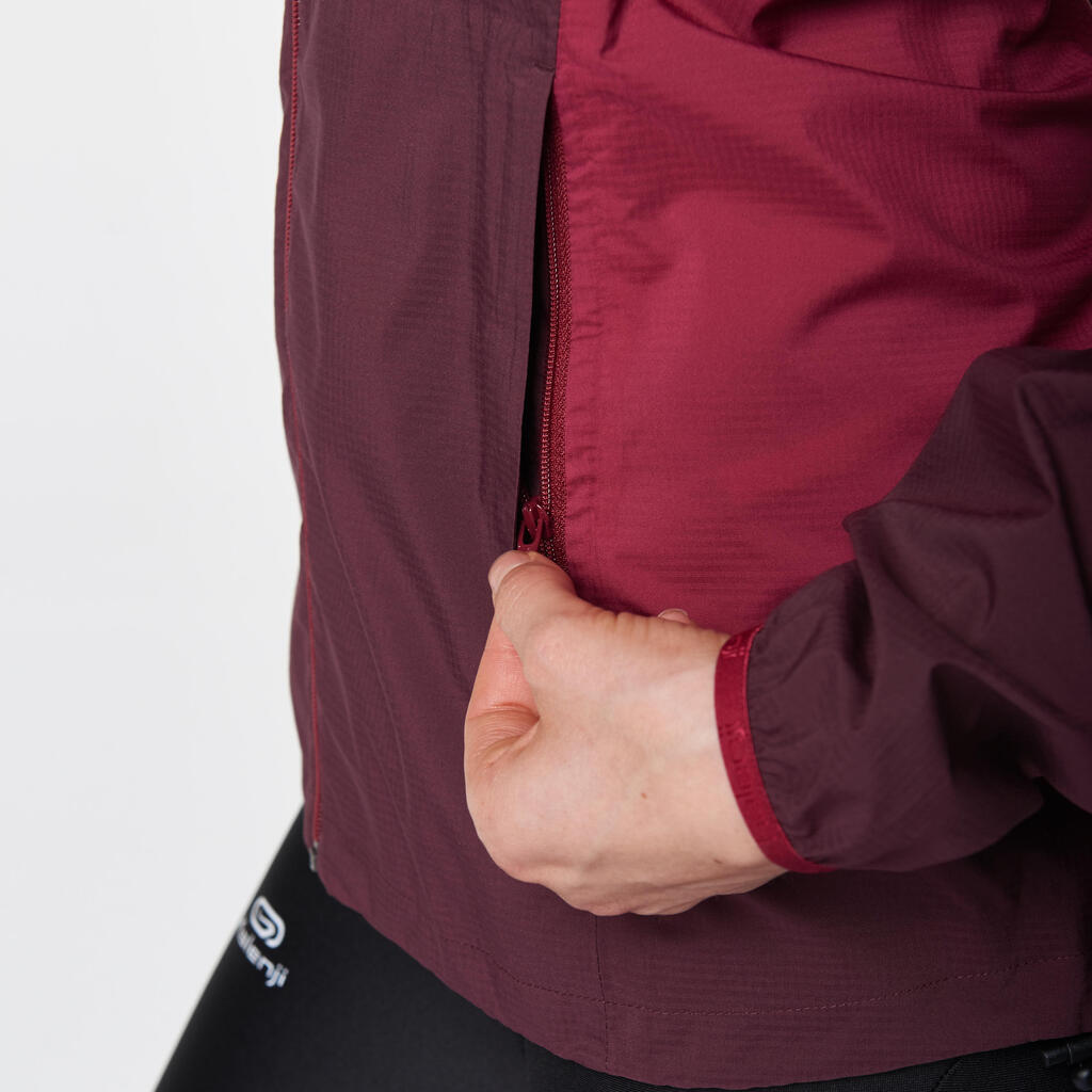 Women's Waterproof Trail Running Jacket - Burgundy