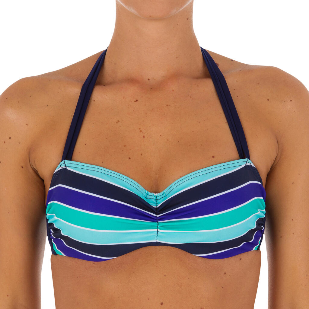 Bikini-Oberteil Bandeau Malibu Damen blau